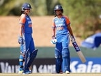 India Women's captain Harmanpreet Kaur and teammate Richa Ghosh celebrate their partnership during the Group A match against United Arab Emirates Women India Women's captain Harmanpreet Kaur and teammate Richa Ghosh celebrate their partnership during the Group A match against United Arab Emirates Women
