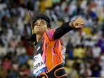 Neeraj Chopra in action. Neeraj Chopra in action.