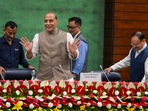 Union Defence Minister Rajnath Singh, Union Minister for Parliamentary Affairs Kiren Rijiju and Union Minister JP Nadda during the all-party meeting ahead of the Budget session of Parliament, in New Delhi, Sunday, July 21, 2024. Union Defence Minister Rajnath Singh, Union Minister for Parliamentary Affairs Kiren Rijiju and Union Minister JP Nadda during the all-party meeting ahead of the Budget session of Parliament, in New Delhi, Sunday, July 21, 2024.