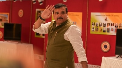 New Delhi: AAP MP Sanjay Singh arrives to attend the all-party meeting ahead of the Budget session of Parliament, in New Delhi, Sunday. (PTI) New Delhi: AAP MP Sanjay Singh arrives to attend the all-party meeting ahead of the Budget session of Parliament, in New Delhi, Sunday. (PTI)