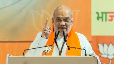 Union Minister Amit Shah addresses the state convention of BJP Maharashtra, in Pune on Sunday, (PTI) Union Minister Amit Shah addresses the state convention of BJP Maharashtra, in Pune on Sunday, (PTI)