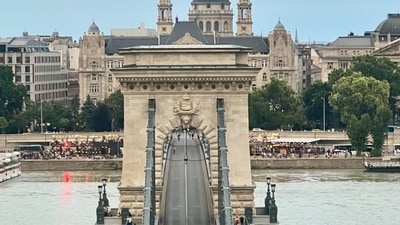 She shared the snapshots from Budapest, writing, “All in a days work! #budapest." 