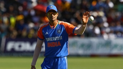 India's Shubman Gill catches the ball during the first T20 international cricket match between Zimbabwe and India at Harare Sports Club (AFP) India's Shubman Gill catches the ball during the first T20 international cricket match between Zimbabwe and India at Harare Sports Club (AFP)