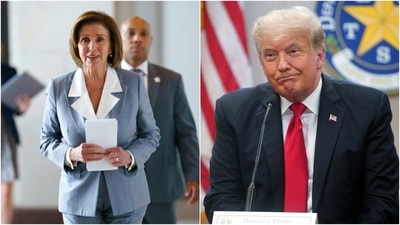 Donald Trump on Saturday hit out at former House Speaker Nancy Pelosi while addressing a first rally in Grand Rapids, Michigan. (AP)