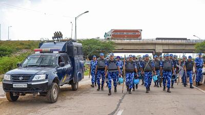 RAF personnel at Gurugram- Nuh border in August 2023 after communal violence broke out in the district. (PTI) RAF personnel at Gurugram- Nuh border in August 2023 after communal violence broke out in the district. (PTI)