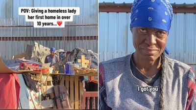 Snapshot of the homeless woman being surprised with the her own home. (Instagram/@IsaiahGarza) Snapshot of the homeless woman being surprised with the her own home. (Instagram/@IsaiahGarza)