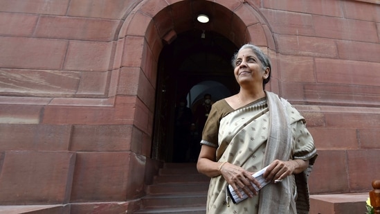 Latest news on July 21, 2024: Economic Survey: Finance minister Nirmala Sitharaman  is seen. 