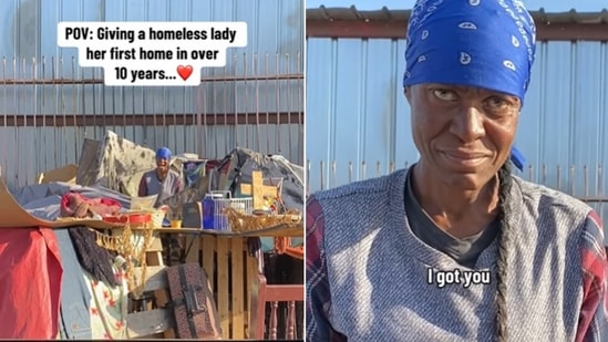 Snapshot of the homeless woman being surprised with the her own home. (Instagram/@IsaiahGarza)