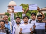 NEET aspirants outside the Supreme Court. (File photo by Sanchit Khanna/ Hindustan Times) NEET aspirants outside the Supreme Court. (File photo by Sanchit Khanna/ Hindustan Times)