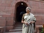 Union Finance Minister Nirmala Sitharaman at Parliament, during the ongoing Budget Session, in New Delhi. (PTI) Union Finance Minister Nirmala Sitharaman at Parliament, during the ongoing Budget Session, in New Delhi. (PTI)