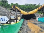 Thane, India - July 19, 2024: High speed railway (bullet train) tunnel from Ahmedabad to BKC Mumbai is in progress at Ghansoli parsik hill , in Thane,in Mumbai, India, on, Friday, July 19, 2024. ( Praful Gangurde /HT Photo )