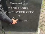A video, which was widely shared on social media, showed a man dressed in black applying black spray paint on at least two Biocon name boards. A video, which was widely shared on social media, showed a man dressed in black applying black spray paint on at least two Biocon name boards.