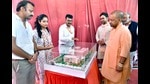CM Yogi Adityanath inspecting under construction music college at Azamgarh’s Hariharpur. (HT) CM Yogi Adityanath inspecting under construction music college at Azamgarh’s Hariharpur. (HT)