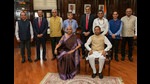 New Delhi: Union Finance Minister Nirmala Sitharaman with Pankaj Chaudhary and full budget team during giving final touches to the Union Budget, in New Delhi, Monday, July 22, 2024. (PTI Photo/Shahbaz Khan)(PTI07_22_2024_000234B) (PTI) New Delhi: Union Finance Minister Nirmala Sitharaman with Pankaj Chaudhary and full budget team during giving final touches to the Union Budget, in New Delhi, Monday, July 22, 2024. (PTI Photo/Shahbaz Khan)(PTI07_22_2024_000234B) (PTI)