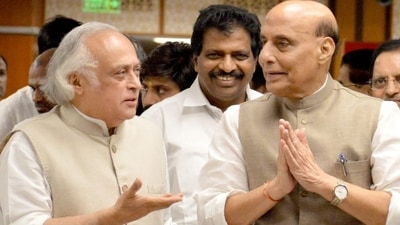 Union defence minister Rajnath Singh and Congress leader Jairam Ramesh during the all-party meeting ahead of the Budget Session of Parliament in New Delhi on July 21, 2024. (HT Photo) Union defence minister Rajnath Singh and Congress leader Jairam Ramesh during the all-party meeting ahead of the Budget Session of Parliament in New Delhi on July 21, 2024. (HT Photo)