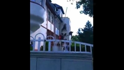 Frankfurt police said several men who had taking part in a demonstration clambered over the fence of the Pakistani consulate in the city on Saturday and took a flag. (Pakistan Now X)