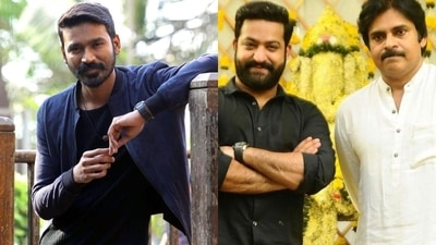 Dhanush shared his fondness for Jr NTR and Pawan Kalyan. Dhanush shared his fondness for Jr NTR and Pawan Kalyan.