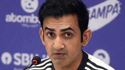 India men's cricket team head coach Gautam Gambhir during a press conference in Mumbai on Monday. (PTI)