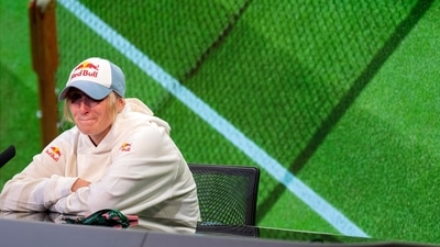 Czech Republic's Marketa Vondrousova at a press conference. (AFP)