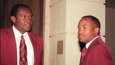 Carl Hooper (L) and Brian Lara in their playing days. (Getty) Carl Hooper (L) and Brian Lara in their playing days. (Getty)