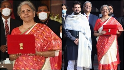 For Budget 2021, Nirmala Sitharaman wore a Pochampally silk saree from Telangana. The handwoven saree features a distinctive Ikat design. The choice sent a message of supporting local artisans and Indian weaving communities. For Budget 2021, Nirmala Sitharaman wore a Pochampally silk saree from Telangana. The handwoven saree features a distinctive Ikat design. The choice sent a message of supporting local artisans and Indian weaving communities. 