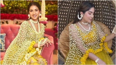 Delhi influencer recreates Radhika Merchant's Haldi flower dupatta. (Instagram) Delhi influencer recreates Radhika Merchant's Haldi flower dupatta. (Instagram)