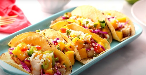 Fish and mango tacos (Mango.org) Fish and mango tacos (Mango.org)