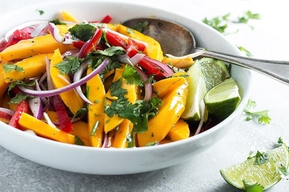 Mediterranean style mango summer salad (Seasons and Suppers) Mediterranean style mango summer salad (Seasons and Suppers)