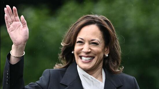 US Vice President Kamala Harris arrives for an event honouring National Collegiate Athletic Association (NCAA) championship teams from the 2023-2024 season, on the South Lawn of the White House in Washington, DC on July 22, 2024. (AFP)