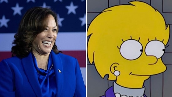 Did The Simpsons predict Kamala Harris would be US president? (Photo by Brendan Smialowski / AFP, @AlJean/X)