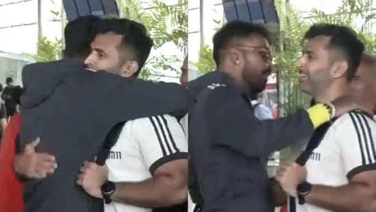 हार्दिक पांड्या को अभिषेक नायर के साथ गर्मजोशी से गले मिलते देखा गया(एएनआई) हार्दिक पांड्या को अभिषेक नायर के साथ गर्मजोशी से गले मिलते देखा गया(एएनआई)