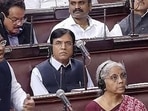 BJD MP Sasmit Patra speaks in the Rajya Sabha during the Monsoon session of Parliament. Sitting next to him is Finance Minister Nirmala Sitharaman(ANI photo) BJD MP Sasmit Patra speaks in the Rajya Sabha during the Monsoon session of Parliament. Sitting next to him is Finance Minister Nirmala Sitharaman(ANI photo)