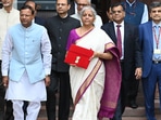 Finance minister Nirmala Sitharaman with the Union Budget 2024 (Photo by Arvind Yadav/ Hindustan Times) Finance minister Nirmala Sitharaman with the Union Budget 2024 (Photo by Arvind Yadav/ Hindustan Times)