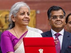 Union finance minister Nirmala Sitharaman along with Finance Secretary T V Somanathan before the budget speech. Union finance minister Nirmala Sitharaman along with Finance Secretary T V Somanathan before the budget speech.