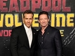 Ryan Reynolds and Hugh Jackman pose together at the New York premiere of Deadpool and Wolverine.