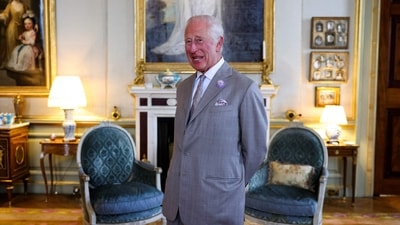 Britain's King Charles III reacts during an audience with Ukraine's President Volodymyr Zelensky. (Photo by Hollie Adams / POOL / AFP) (AFP) Britain's King Charles III reacts during an audience with Ukraine's President Volodymyr Zelensky. (Photo by Hollie Adams / POOL / AFP) (AFP)