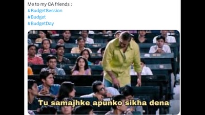 “Me to my CA friends” meme on Budget 2024. (Screengrab) “Me to my CA friends” meme on Budget 2024. (Screengrab)