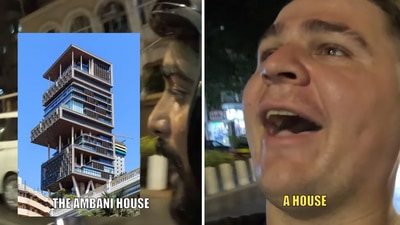The image shows the Canadian vlogger with strong opinions about Mukesh Ambani’s Antilia in Mumbai. (Instagram/@yaboyseal) The image shows the Canadian vlogger with strong opinions about Mukesh Ambani’s Antilia in Mumbai. (Instagram/@yaboyseal)