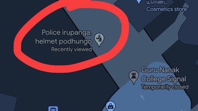 A Google Maps location in Chennai warns commuters. (X/@santhoshsivan_) A Google Maps location in Chennai warns commuters. (X/@santhoshsivan_)