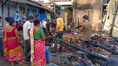 Nearly 40 houses and 30 shops were damaged while a few vehicles were burnt after tension sparked since July 12 over death of a tribal youth at Gandatwisa in Dhalai district of Tripura. (PTI)