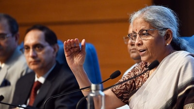 Union Finance Minister Nirmala Sitharaman during the post-budget Press Conference at National Media Centre, New Delhi. (PTI) Union Finance Minister Nirmala Sitharaman during the post-budget Press Conference at National Media Centre, New Delhi. (PTI)
