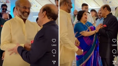 Rajinikanth meets MA Yusuff Ali in Kerala. Rajinikanth meets MA Yusuff Ali in Kerala.