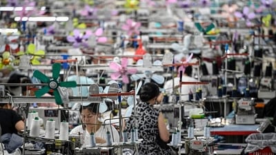 This photo taken on June 11, 2024 shows workers producing garments at a textile factory that supplies clothes to fast fashion e-commerce company Shein in Guangzhou in southern China's Guangdong province. (Photo by Jade GAO / AFP) (AFP) This photo taken on June 11, 2024 shows workers producing garments at a textile factory that supplies clothes to fast fashion e-commerce company Shein in Guangzhou in southern China's Guangdong province. (Photo by Jade GAO / AFP) (AFP)
