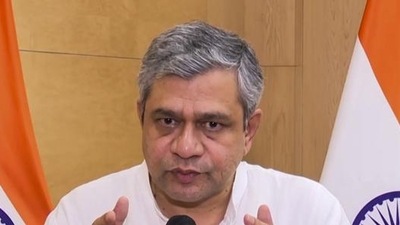 Union railway minister Ashwini Vaishnaw speaks on the Union Budget and Rail Budget 2024 at a press conference in Delhi on Tuesday. (PTI) Union railway minister Ashwini Vaishnaw speaks on the Union Budget and Rail Budget 2024 at a press conference in Delhi on Tuesday. (PTI)