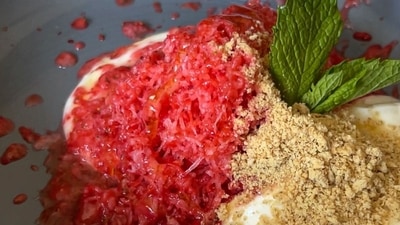 Add shaved watermelon to yoghurt (instagram)