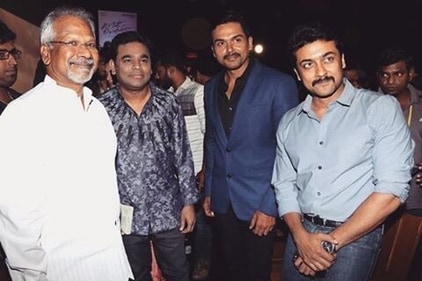 Mani Ratnam, AR Rahman, Karthi and Suriya Mani Ratnam, AR Rahman, Karthi and Suriya