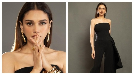 Aditi opted for a natural look with a light pink tint on her cheeks, sharp-angled brows, and sleek eyeliner.(Instagram/@aditiraohydari)