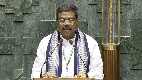 Education minister Dharmendra Pradhan asked the opposition to apologise to the students(ANI)