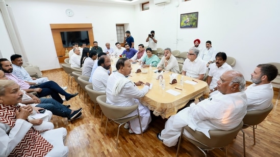 INDIA bloc leaders met at Congress chief Mallikarjun Kharge's residence (Courtesy: x.com/kcvenugopalmp)