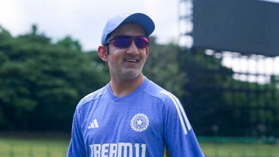 Indian men's cricket team head coach Gautam Gambhir during a training session ahead of the first T20 match against Sri Lanka.(PTI)